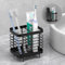 Luxspire Porta Cepillo de Dientes Baño, 10 * 8 * 10,5 cm Soporte de Cepillo de Dientes de Acero Inoxidable con Agujeros de Drenaje, Porta Pasta de Dientes de Pared Autoadhesiva o en Mesa, Negro