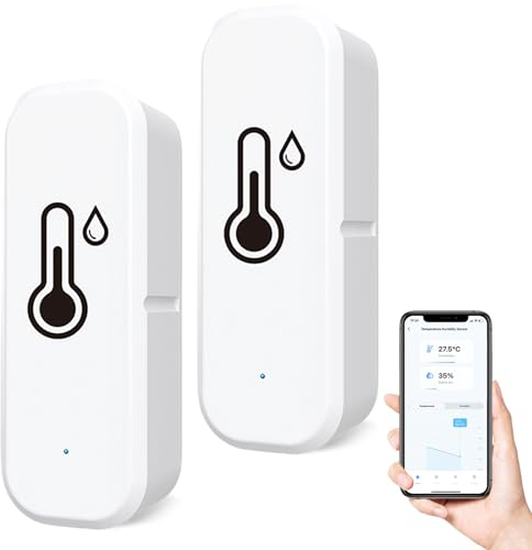 WiFi Hygrometer Thermometer Sensor: WIYETY 2 Stück Bluetooth Thermo Hygrometer, Thermometer Hygrometer für Zuhause, GewächshausLuftfeuchtigkeitsmesser mit Remote App Benachrichtigungsalarm