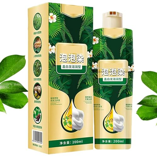 Plant Bubble Hair Color Shampoo - Long Lasting Instant Dye Foam in Minutes, 200ml
