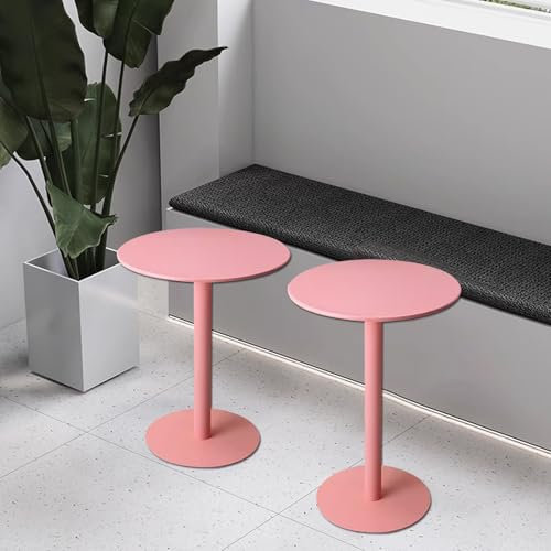 Table basse rose pour pub et bar, table ronde à hauteur réglable, table à cocktail circulaire, table d'appoint de salon, bureau de cuisine, table de bistrot d'extérieur et d'intérieur(48x48x72cm)