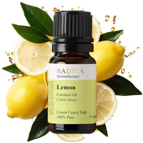 Radika Aromatherapy 10ml | Zitronenöl | Bio Ätherisches Öl | Reines zitrone öl für Diffuser & Massage | Aromatherapie & Hausreinigung | Frisch, Rein & Naturrein