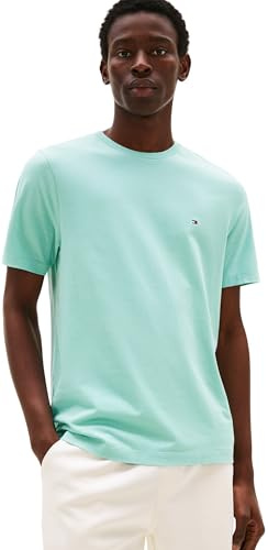 Tommy Hilfiger Men’s Short Sleeve Round Neck Seasonal Solid T-Shirt, Turquoise (Tradewinds Aqua), XS