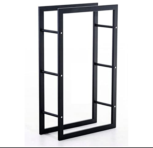 Portalegna da camino, in ferro battuto, resistente, per interni, colore: nero