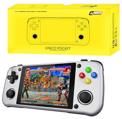 UNICO Game Pocket Player con 40 giochi classici SNK, console portatile, batteria ricaricabile 3500 mAh, pick up and play, ideale per giocatori occasionali e appassionati