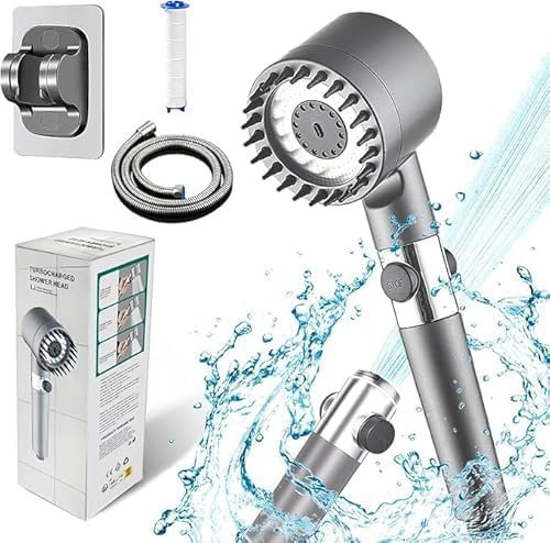 Wapiott 2.0 - Douchette Haute Pression Anti-Calcaire - Économie d'Eau, Filtre à Eau Intégré, Régulateur avec Interrupteur (Gris)