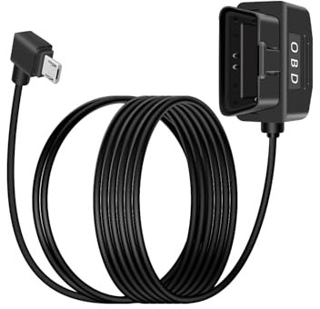YANBORONSN OBD Stromkabel für Dash Camera, OBD2 zu 90 Grad USB Micro Adapter Hardwire Ladekabel mit Schalter Taste 24 Stunden Überwachung und Acc 2 Modus 12-24 V zu 5V/3A (3,5/11,5FT)