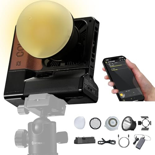 COLBOR W100 - Luce video da 100 W, 2,4 G/APP di controllo NFC,2700 – 6500 K Bi-Color Studio, ventola integrata, silenziosa Bowens Mount pellicola luce bicolore (con scatola batterie PB47)