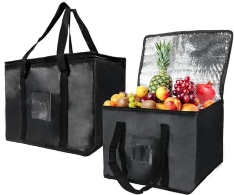 Trintion 2 Pcs Soft Cooler Bag, 40L Food Delivery Bag for Hot and Cold Food Delivery, Large Cool Bag with Zipper Closure for Camping BBQ Shopping Fishing Family Outdoor Travel