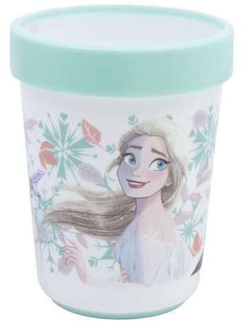 Stor Frozen - Bicchiere per bambini riutilizzabile bicolore con base antiscivolo, 260 ml