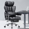 Efomao Desk Office Chair, Big and Tall PU Leather Ergonomic Office Chair, 200KG Adjustable High Back Computer Chair,Executive Swivel Chair with Footrest and Lumbar Support, Black