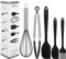 5 Accessori cucina - Utensili Cucina, Spatola e Leccapentole in Silicone, Resistenti al Calore, Antiaderenti e Facili da Pulire, Perfetti per Cottura e Pasticceria (Nero)