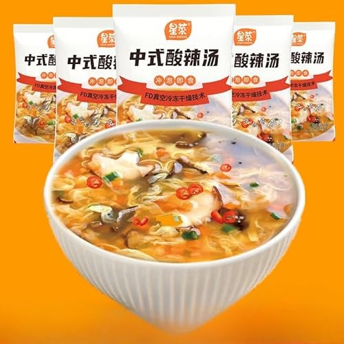 Hot and sour soup,Freeze-dried instant soup,Healthy nutrition breakfast,Fresh vegetable wakame,Instant Meals,Side dishes,Vegan,miso soup,Chinese snack gif (5bags)