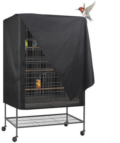 Besshepplo Cubierta para jaula de pájaros, tela Oxford 210D, cubierta impermeable a prueba de polvo, protector resistente al viento, a prueba de lluvia para interiores y exteriores, loro, negro (84 x