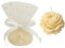 25 Bougies Petites Fleurs crème en Cire de Colza + 25 Tulles Voile + Ruban | Cadeaux Invités Mariage, Baptême, Naissance | Souvenirs et Décoration Événementielle (Creme)