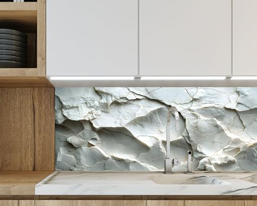 Myphotostation Spritzschutz aus Glas für Herd, gehärtetes Glas, Rückenschutz für Küche, Herd, Wandschutz, Schneidebrett, Herd-Wandplatte, Herd-Rückseite, 127 x 85 cm, Weiß