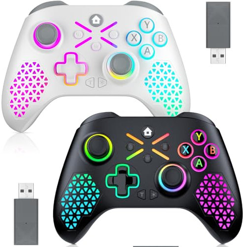 FOIRCEADAL 2 Pack Wireless Controller for X-One XBO [Need Windows Upgrade, 3.5 mm Audio Built Adaptive Gaming Turbo/Vibration/Gyro/Wake-up function
