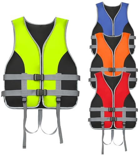 Giubbotto di Salvataggio Salvagente per Adulti Regolabile Galleggiante Aiuto al Galleggiamento in Schiuma con Fischietto, Vest per Kayak Nuoto Aiuto Sport Acquatici all'aperto (Green,M)