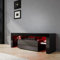 SIRHONA Meuble TV LED Noir, Banc TV 130x35x45cm, Éclairage LED RGB avec Couleur réglable, Capacité de Charge 30 kg, Convient pour Salon ou Chambre