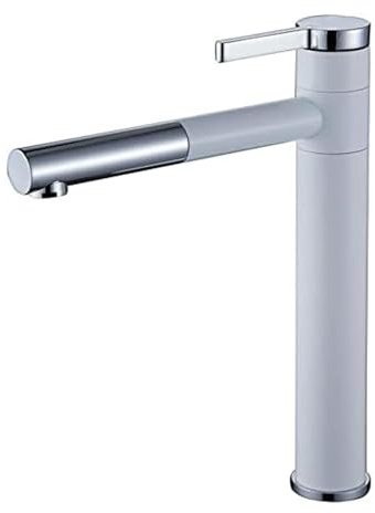 JRUIA Elegant Weiß Bad Hohe Waschtischarmatur 360°Drehbar Waschbecken Wasserhahn Armatur Einhebelmischer Badarmatur Schwenkauslauf F.Badzimmer Mit Weiss Lack Beschichtet (H30cm)