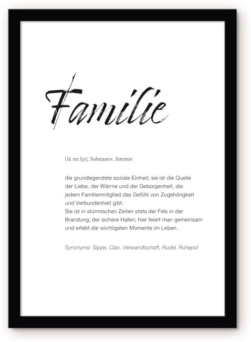 OHM® Poster & Kunstdrucke – Familie – DIN A4 Wandbild mit Rahmen | hochwertige Premium-Qualität inklusive Bilderrahmen schwarz, Deko Geschenk