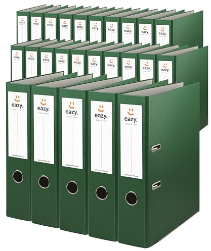 Büro-Ordner Eazy A4 | Breit, Grün | Einfachheit, Ordnung und Langlebigkeit in zwanzig Farben und drei Breiten