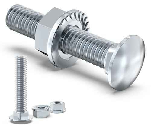 Dayalo 20 tornillos M8 x 60 mm para construcción de madera y puertas | Tornillos de acero al carbono con cabeza redonda plana y tuercas de brida para puertas, vallas y vigas