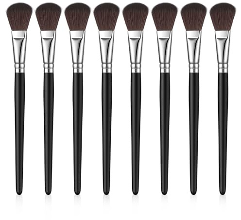 8 PCS Mop Brush for Acrylic Painting 1 Inch Blending Brush for Acrylic Painting with Short Wooden Handle, Oval Blending Brushes Oil Paint Brushes for Watercolor, Acrylics, Gouache, Face Body Black