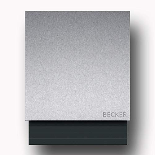 Briefkasten Edelstahl B1 Light Steel, moderner Premium Design Wandbriefkasten mit Zeitungsfach inkl. Namensbeschriftung