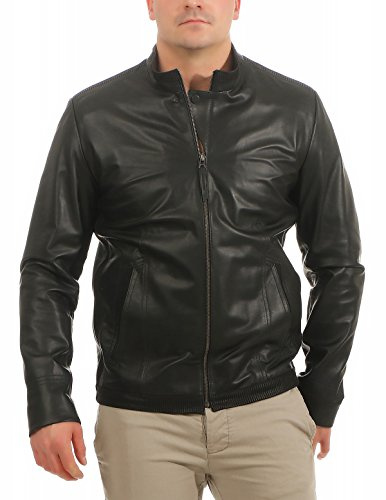 Hollert German Leather Fashion Lederjacke - Emiliano Herren Echtleder Jacke Übergangsjacke Lammnappa Leder Größe M, Farbe Schwarz