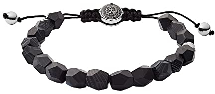 Diesel Armband Für Männer Perlen, 16.5Cm-25Cm Schwarzes Halbedelstein-Armband, DX1134040
