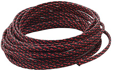 Othmro Manicotto flessibile in rete metallica intrecciata in PET nero, rosso, 5 m, per TV, audio, PC, protegge dagli animali domestici che masticano