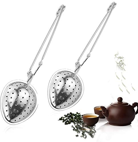 Zaloife Brühlöffel, Teesieb Löffel Edelstahl, Teeei für Tasse, Teesieb für Loseblatt Tee 2pcs, Silber