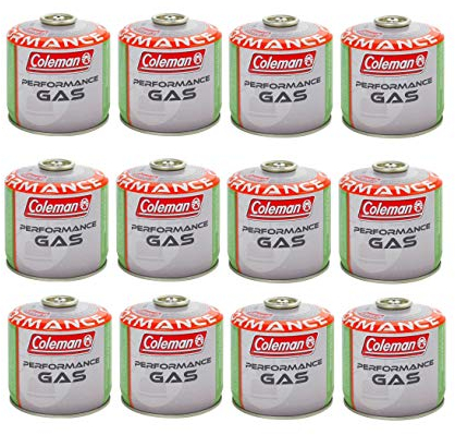Prime 12 Stück - Gaskartusche Coleman C300 Performance mit Gewinde mit 240 g Gas (Mix Butan/Propan) für alle Coleman Produkte mit Schraubverbindung