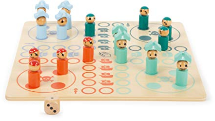 small foot Ludo Piraten aus Holz, Gesellschaftsspiel für bis zu Vier Personen, Brettspiel für Kinder ab 4 Jahren, 11725