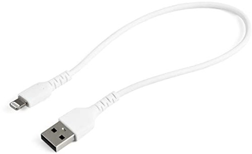 StarTech.com Cable Resistente USB-A a Lightning de 30 cm Blanco - Cable USB Tipo A a Lightning con Fibra de Aramida - MFi (RUSBCLTMM30CMW)