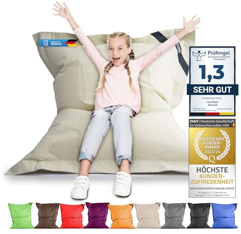 LAZY BAG Riesen-Sitzsack XL 160x125 cm mit 300 Liter | Sitzkissen 2-in-1 für Kinder & Erwachsene | Bequeme Indoor & Outdoor mit 3 Mio. EPS-Perlen für perfekte Ergonomie | Deutscher Marken Hersteller