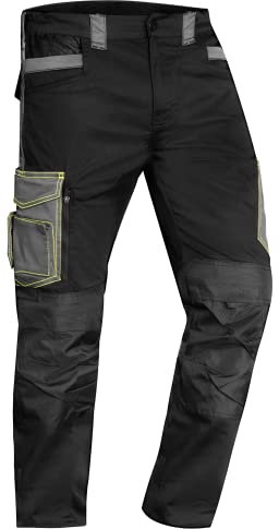 ACE Genesis Pantaloni da Lavoro da Uomo - Pantaloni Cargo Elasticizzati in Vita - Neri - 60