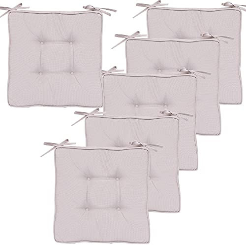 Race Leaf Lot de 6 coussins de chaise de jardin, salle à manger, salon, cuisine, voiture, bureau (beige)