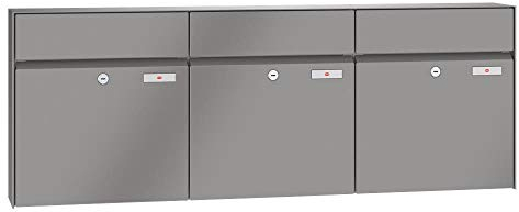 RENZ/Plan / 3er Aufputz-Briefkastenanlage Wand-Briefkasten/RAL-Farbe 9007 Volumen 28 L/Dein-Briefkasten.de
