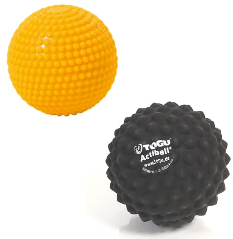 Massageball Kombi-Set Actiball und Touch Ball 8cm gelb | Fußmassagegerät