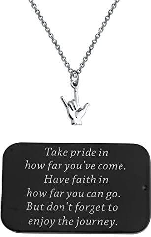 FUSTMW ASL Sign Language Necklace - I Love You Charm - Silver, Large - Deaf Community, ASL Learners, Interpreters, Therapists, Advocates - Unisex - Stainless Steel - Pendant Necklace