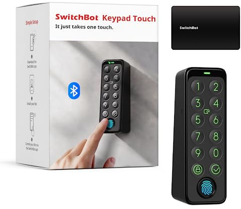 SwitchBot Smart Keypad Touch para SwitchBot Smart Door Lock, entrada sin llave por huella dactilar, IP65 resistente al agua, soporta contraseñas virtuales para la seguridad del hogar