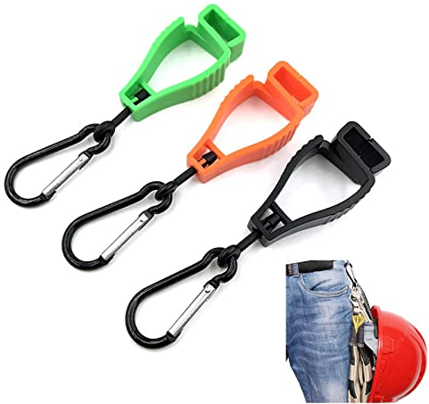 SEMINISMAR Handschuh Grabber,Handschuh Halterung,Handschuhe Clips,Handschuhhalter,Feuerwehr Handschuhklammer,mit Metall-Karabiner,für Aufhängen von Hut Masken Handtüchern,3 Stücks,schwarz orange grün