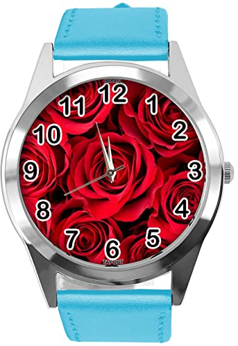 TAPORT Blue Leather Round Watch for Flowers Fans e1
