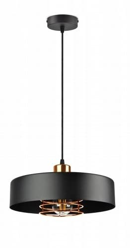 FKL DESIGN Home Deco Deckenlampe Pendellampe Hängelampe Wandlampe Leuchte Pendelleuchte Schwarz Weiß Kupfer Lampe aus Serie 754K (Schwarz, Hängelampe 754K-Z1)