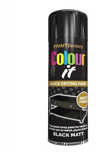 SuperGift.com 2x Black Matt All Purpose Aerosol Spray Paint 250ml Quick Drying Spray, Fast Dry and Excellent Coverage for Metal, Wood, Plastic and More by Diva Gift