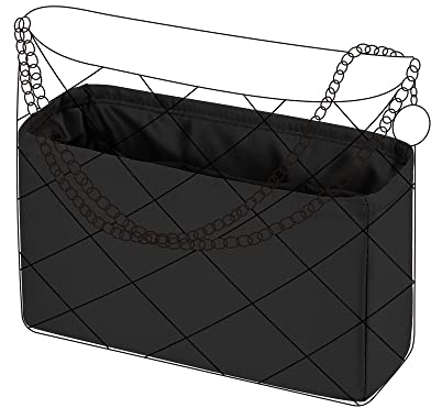 DGAZ Tasche Organizer für Chanel 22 Tasche, Seide Handtaschenorganisator Damen, Leicht Innentasche für handtasche (Schwarz, Small)