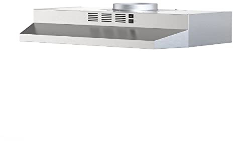 FIREGAS 30 Inch Under Cabinet Range Hood, 300 CFM Powerful & 45dB Quiet Vent Hood, Slim Stainless Steel Stove Hood for Kitchen & Apartments, 2-Speed Exhaust Fan, Ducted/Ductless Convertible