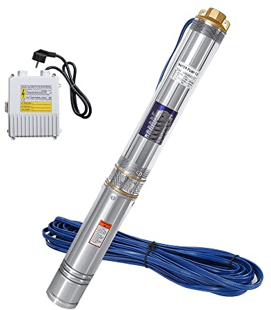 Sonnewelt Pompa per fontana profonda, 1100 W, 4000 l/h, con cavo da 20 m, in acciaio inox, pressione 8,1 bar, altezza massima 81 m, max. 35 °C, pompa sommersa