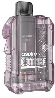 Aspire Gotek X Vaping Kit, Compact, Stylish, 2mL Refillable Pod, Nic Salt Compatible, User Friendly, All Day Usage, E Cigarettes, E Cig, Aspire Vaping, No Nicotine (Translucent Lavender)